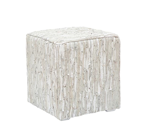 Cardiff Modern Ottoman in Himalayan Fur or White Eco Leather