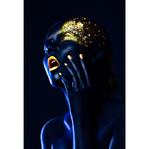 Golden Blue Woman Modern Art
