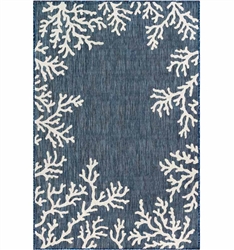 Carmel Coral Border Indoor/Outdoor Rug Navy 6'6" x 9'3" available for special order at MH2G.