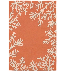Capri Coral Border Indoor/Outdoor Rug Coral 5'X7'6". The perfect area rug to add abstract and modern design to your space
