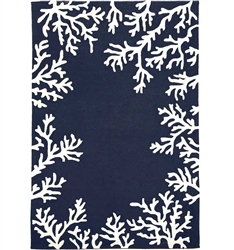 Capri Coral Border Indoor/Outdoor Rug Navy 5'X7'6". The perfect area rug to add abstract and modern design to your space