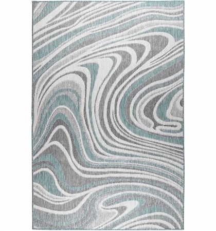 Malibu Waves Indoor/Outdoor Rug Aqua. The perfect area rug to add abstract and modern design to your space