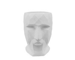 Resin Face Planter 13"H White Modern Accessory