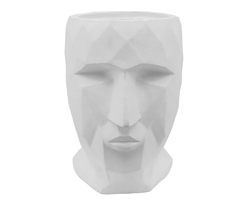 Resin Face Planter 17"H White Modern Accessory