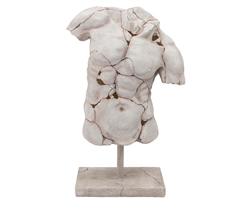 Cracked Torso Sculpture White Modern Accessory