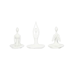 Resin, S/3 10"H Yoga Ladies, White