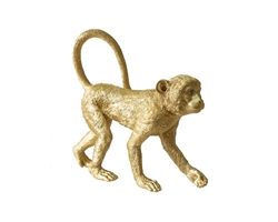 Polyresin 11" Walking Monkey Figurine Gold