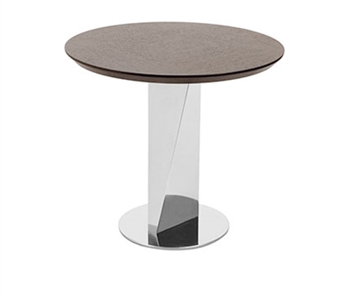 The Pavia side table is available with wengue top and stainless steel legs