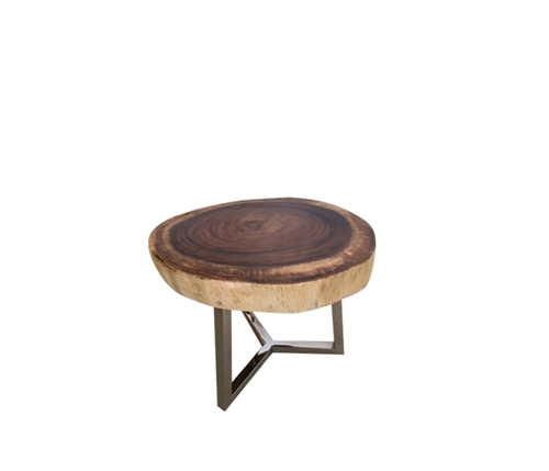 Verona Teak Root Slab Modern Side Table Medium