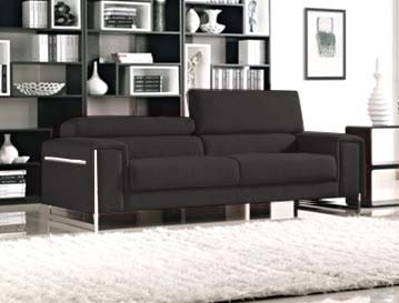 Beautiful Modern Sofa set in Black leather includes Sofa and Lounge Chair