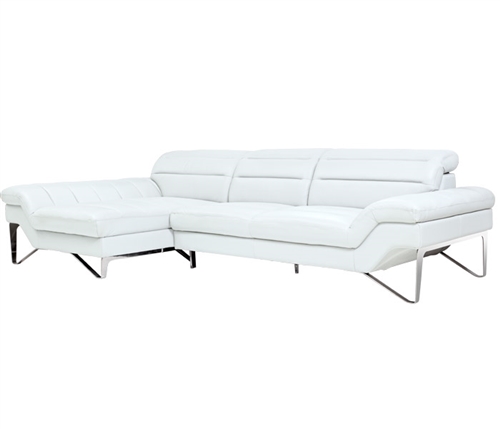 Milano Modern Sectional in White Leather