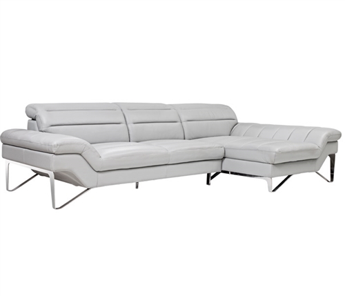 Milano Modern Right Facing Sectional in Grey Leather