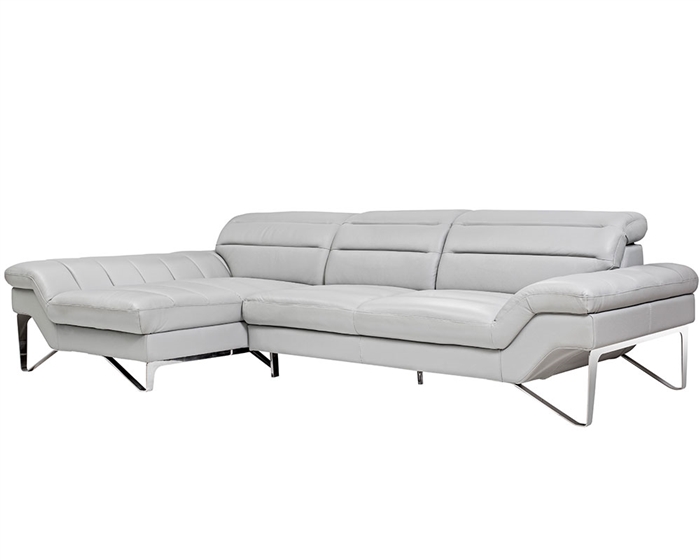 Milano Modern Sectional in Grey Leather