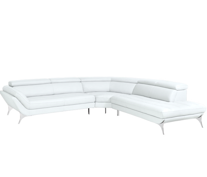 Napoli Modern Right Facing Sectional in White Leather