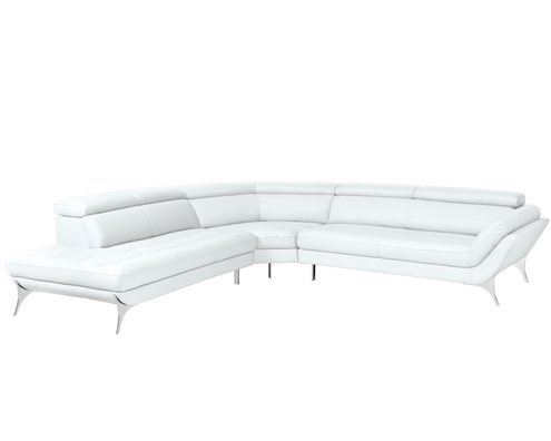 Napoli Modern left Facing Sectional in White Leather