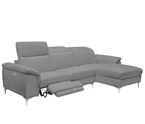 Masino Modern Sectional in Grey Leather
