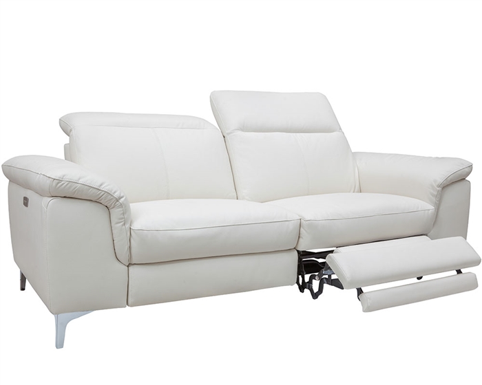 Masino Modern Sofa in Pure-White Leather With two Recliner