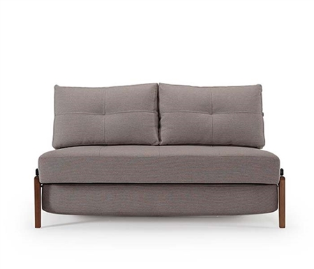 Cube 02 Deluxe Modern Sofa Bed Mixed Dance Grey Dark Wood Legs - QUEEN