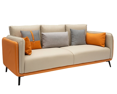 Tuscania 3 Seater Beige and Orange Sofa