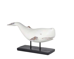 Whale Resin Decor Statue - White