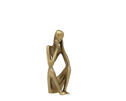 Pensive Figure 9h" Antique Brass Aluminum Decor Sculpture - 2 Knees Up -*Special order