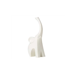 Whimsical Elephant 10h" Ceramic Decor Sculpture - Matte White -*Special order