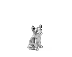 Bulldog  Ceramic Decor Sculpture- Silver 6h" - Sitting
