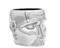 Face Chrome Vase .  Dramatic aluminum decor.