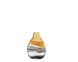 Andrea Swirl Glass Bulb Vase - SHORT AMBER