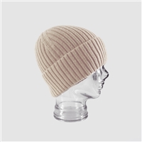 Ribbed Cashmere Blend Beanie Hat in Ecru - HTN02E