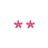 Hot Pink Little Flower Earrings in 18K Gold Plate