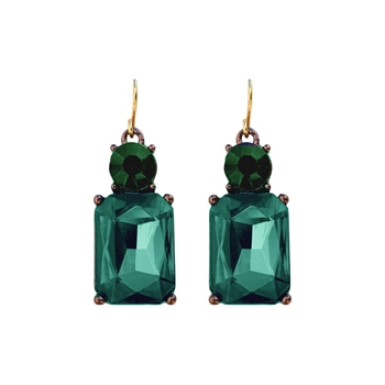 Emerald Gem with Crystal Earrings