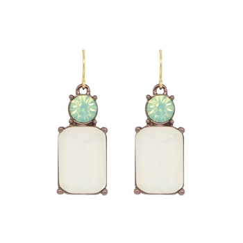 White Opal Gem with Crystal Earrings