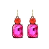 Pink Gem with Crystal Earrings