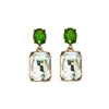 Clear and Green Gem with Crystal Earrings