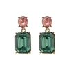 Green Gem with Peach Crystal Earrings