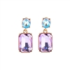 Lilac and Aqua Gem with Crystal Earrings