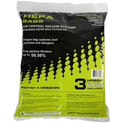 VacuMaid Premium 5-Ply Central Vacuum HEPA Filter Bags (3-Pack)