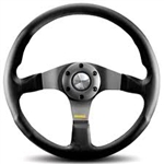 MOMO TUNER STEERING WHEEL: 320mm (BLACK W/ RED STITCHING)