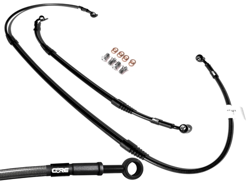 Front and Rear brake line kit KAWASAKI KX125 KX250 1999-2002 carbon look (2 Lines)