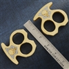 BURN Knives Two Finger Knuckles Brass 1/2" Silver Twill Carbon Fiber Inlay Punisher Skull