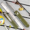 Microtech Ultratech 122-D12DOD Double Edge Apocalyptic Double Full Serrated Blade, Distressed OD Green Handle