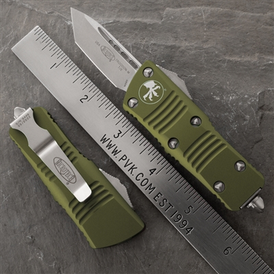 Microtech MINI Troodon T/E 240-10OD OD Green Chassis Stonewash Blade