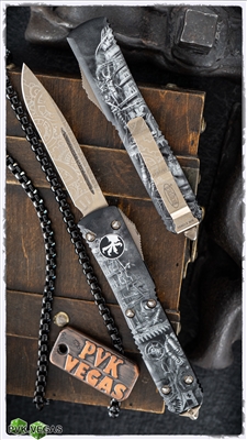 PVK Custom Steampunk Ultratech Black S/E W/Bronze Anodized "Gears" Engraved Blade & Hardware