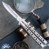 29 Knives Custom 4" S35VN Scimitar, "Thin Skeleton" Channel Cut 303 Stainless Steel Handles