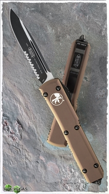 Microtech Ultratech D/A OTF S/E 121-2TA Black Serrated Blade Tan Handle