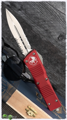 Microtech Combat Troodon D/E 142-5RD Satin Serrated blade Red Handle