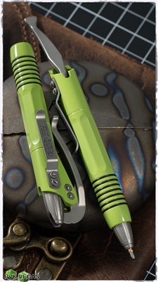 Microtech Siphon II Pen Lime Green - Silver hardware