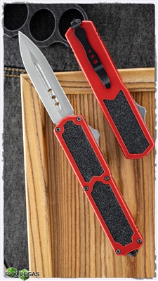 Titan D/A OTF Red Handle Silver Double Edge Plain