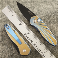 Protech Sprint Auto Custom 2952 Two Tone Titanium 3D Wave Frame DLC Blade Pearl Button